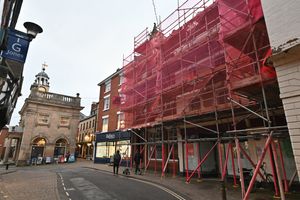 Scaffolding is now up around the building. Photo: Steve Leath