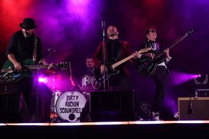 The Dirty Rockin Scoundrels performing at the Cavalier Centre as part of the Shropshire Virtual Show.