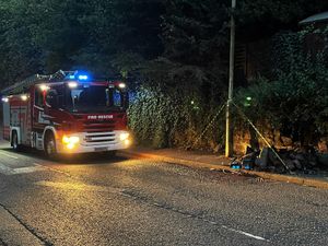 Damaged wall at Phoenix Bank, Market Drayton. Photo: Market Drayton Fire Station