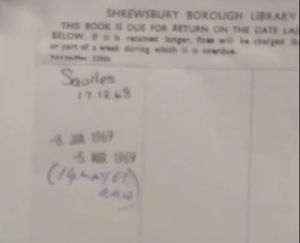 The stamped book. Photo: Shrewsbury Library