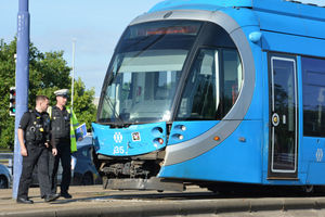 The aftermath of the crash in Wolverhampton city centre