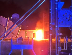 The fire at the Wheeler Road playground. Picture: Ludlow Fire Station. 