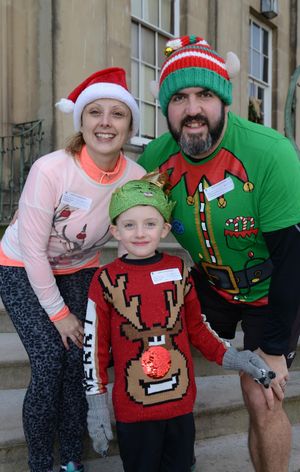  SHROPSHIRE STAR ( JOHN SAMBROOKS)  03/01/2020..Laura and ben Harper from Telford pictured with son Joey aged 6 as they get ready for the Jog off your Jumper run at .Attingham Park, Attingham, Shrewsbury...............................................................................................................................................................................................................  .............................