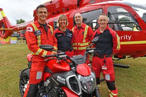 Pictured (left to right) is Stephen Mason, Kerry Penn-Ashman, Mike Andrews and Ian Lock of the Midlands Air Ambulance Charity 