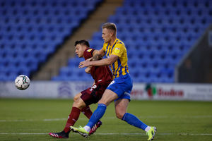 Aaron Morley of Rochdale and Sam Cosgrove of Shrewsbury Town (AMA)