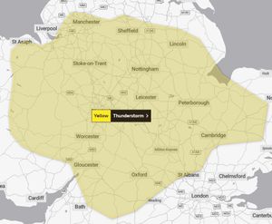 The yellow warning is in place for a large part of the country. Photo: Met Office