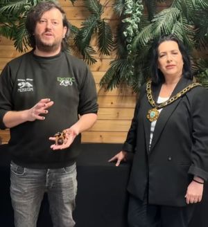 Councillor Callear with Scott Adams of Exotic Zoo. Image: Telford & Wrekin Council