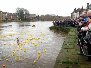 Supporting image for story: Sisters make a splash to win Bewdley duck race
