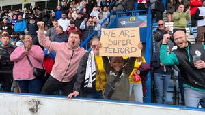 1,000 fans gathered to watch the away game - at Telford AFC's home grounds. Photo: Paul Shuttleworth