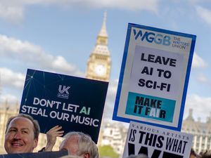 Music creators and politicians take part in a protest calling on the Government to ditch plans to allow AI tech firms to steal their work without payment or permission