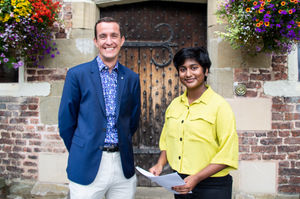 Incoming Moreton Hall principal George Budd with student Simran Sajan