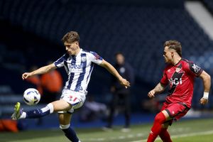 Tom Fellows on the ball for West Brom against Rayo Vallecano (Photo by Adam Fradgley/West Bromwich Albion FC via Getty Images)