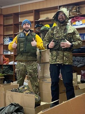 Soldiers ready to fight on the frontline with clothing from the UK. Photo: Magdalena Benadda