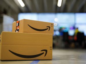 Amazon boxes at the company's fulfilment centre
