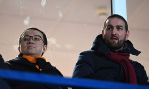 Jeff Shi of Fosun International Limited and Wolverhampton Wanderers and Kevin Thelwell Head of Football Development and Recruitment for Wolverhampton Wanderers (AMA)