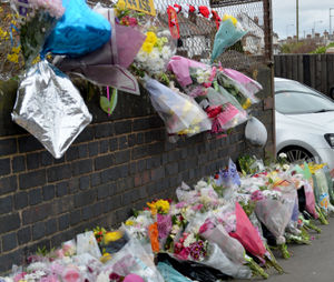 Flowers near the scene in Pelsall Lane, Rushall