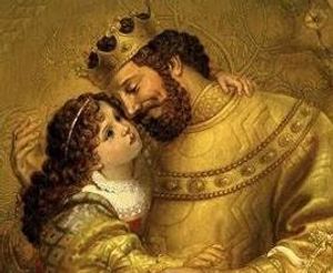 A painting of King Midas and his daughter