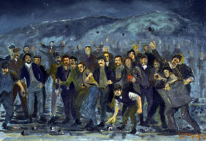 A painting by Dave Auger depicting the Battle of Cinderloo.