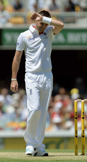 England's James Anderson reacts