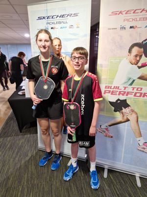 Gold with Vera Doudka in adult mixed doubles at Gloucester