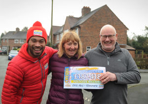 Winners Lynn Evans and Alwyn Jones with ambassador Danyl Johnson