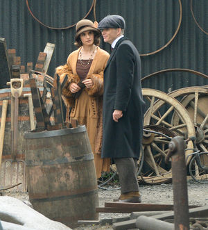 Peaky Blinders filming at Black Country Museum. Cillian Murphy and Charlotte Riley