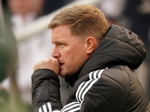 Newcastle head coach Eddie Howe returns to the dugout before the Premier League match against Ipswich