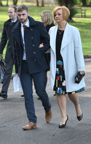 Owen Richards and her mother Suzy Evans arriving at the ceremony