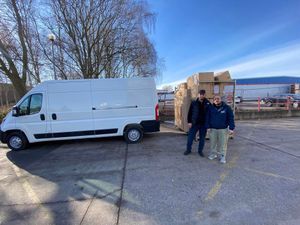 Volunteers at the charity took the van to Birmingham Airport, where it was sent to Turkey on Wednesday