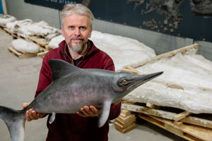 Palaeontologist Nigel Larkin from North Shropshire with the recent discovery of The Rutland Sea Dragon fossil