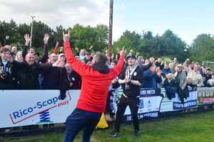 Kevin Wilkin celebrates. Pic: Kieren Griffin