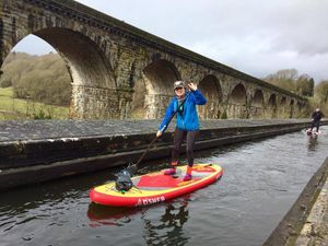 Supporting image for story: Only the brave: Paddleboarders tackle 70ft Chirk Aqueduct