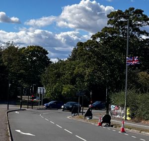 British and English flags have been strapped to lamp posts around Meole island and along Oteley Road in Shrewsbury