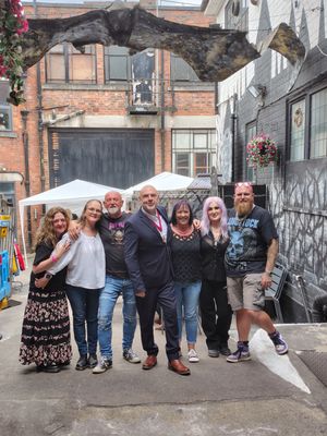Mayor of Wolverhampton, Cllr Craig Collingswood, joins organisers of GIFF-FEST 2025 at the Giffard Arms