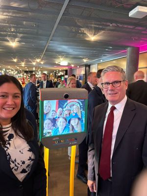 Prime Minister Sir Keir Starmer (right) interacted with the Bridgnorth Spartans players