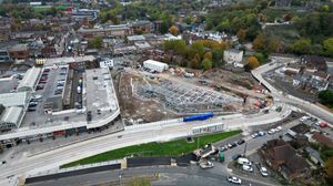 Aerial image over the new Dudley Interchange building, off Fisher Street, Dudley, which is currently being built. Photo Tim Thursfield