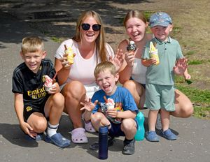 Visitors to Sandwell Valley Park enjoy the sunny weather. Sisters Abi and Holly Lowe with children Ruben, aged 6, Bradley, aged 10 and Charlie, aged 3.