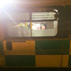 The smashed up ambulance. Photo: West Midlands Ambulance Service