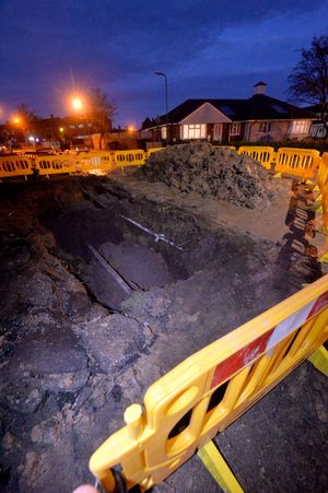 Part of the road is closed after Severn Trent carried out work on the burst pipe