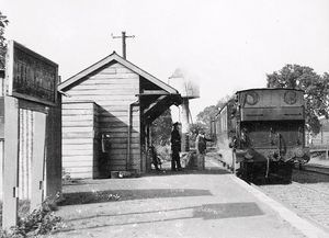 nostalgia pic. Ditton Priors. Ditton Priors railway station. Ditton Priors station. Date unknown but may be 1930s or earlier. This print has the name Miss M. Whitcombe, Kateshill House, Bewdley, Worcs on the back. She may have taken the photo, or may have sent the picture in. Picture from our book Shropshire: Pictures From The Past, plate number 175 . Library code: Ditton Priors nostalgia 2005.