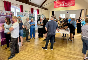 Inside the Bute Energy consultation at the Hundred House Village Hall regarding the Aberedw Energy Park