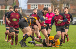 Willenhall's Nathan Brown gets taken down. Picture: Jim Wall