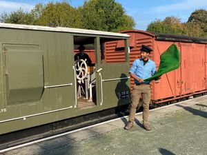 Sean on the platform at Cambrian Heritage Railways