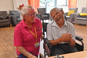 Jayne Foxall with Ashok Patel. The centre offers help and support to all people within the community