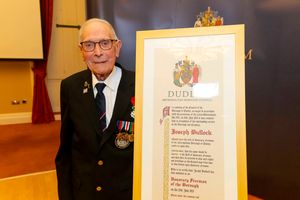 Joe Bullock with the scroll granting him the freedom of Dudley