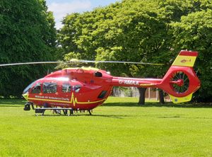 An air ambulance landed at Bradmore Recreation Ground before the driver was taken to hospital by road. Photo: Wilfred Randhawa