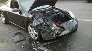 The Porsche 911 which was involved in the smash, picture: West Midlands Ambulance Service