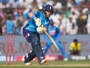 Ben Duckett bats during England's second ODI against India in Cuttack