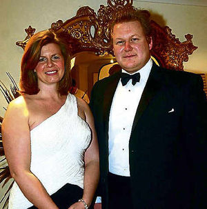 Ben Winson with wife Claire at a charity event at Albrighton Hall