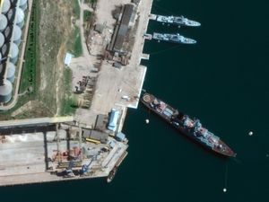 Supporting image for story: Fate of Russian warship unclear after Ukrainians claim strike